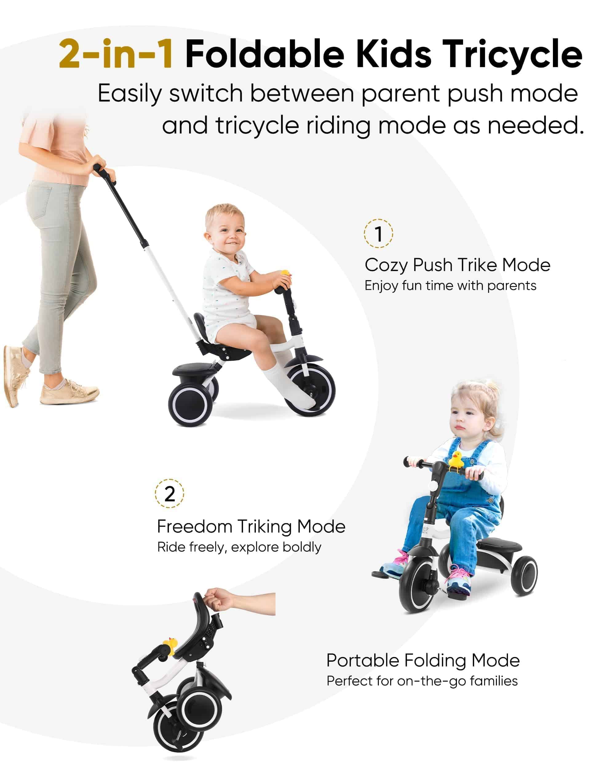 Triciclo para niños de 18 meses a 5 años -Blanco - Imagen 3