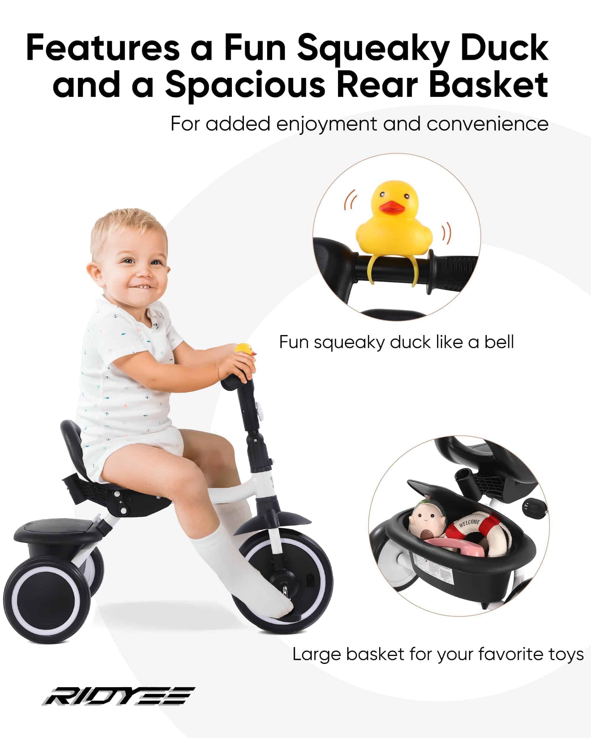 Triciclo para niños de 18 meses a 5 años -Blanco - Imagen 4