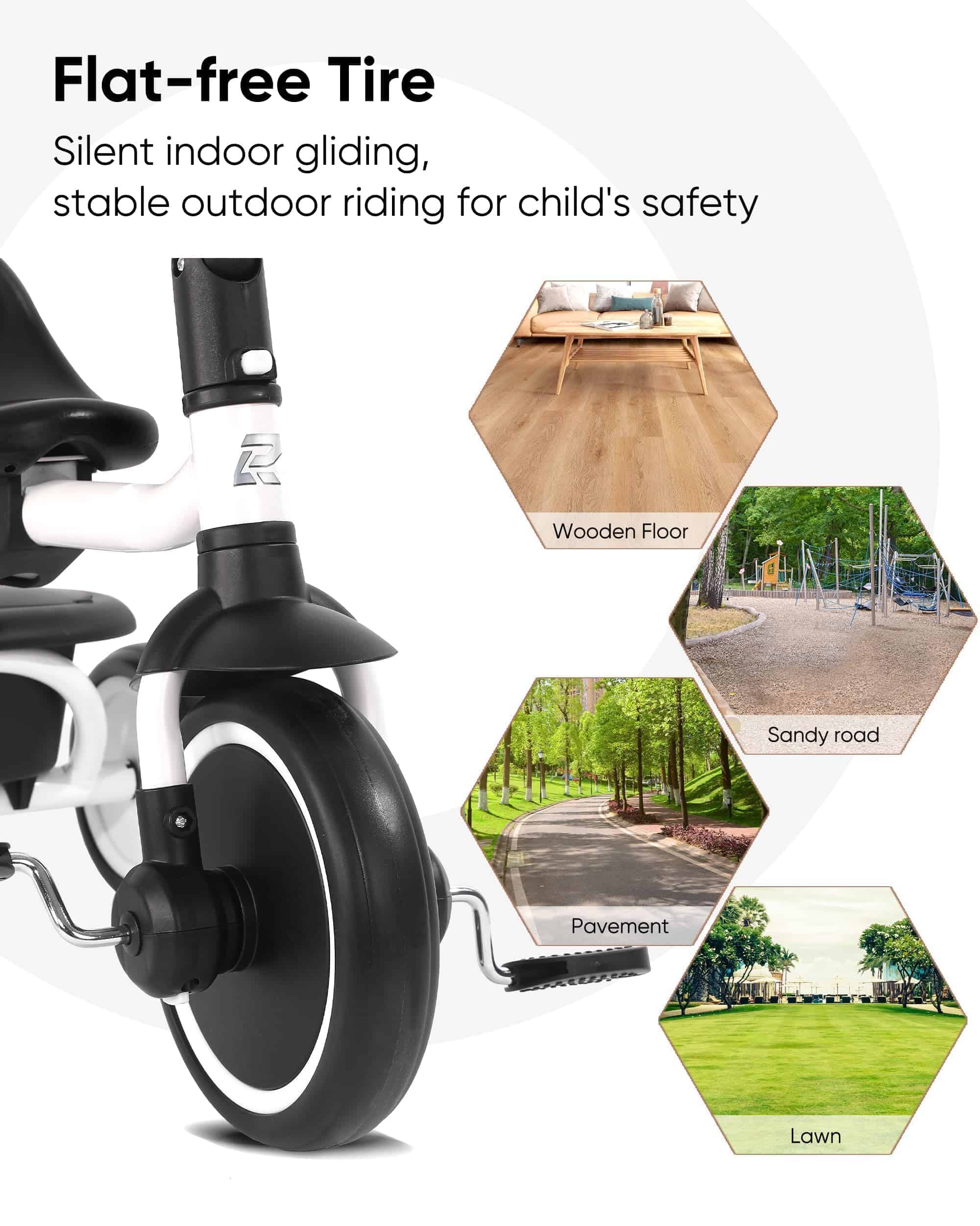 Triciclo para niños de 18 meses a 5 años -Blanco - Imagen 6