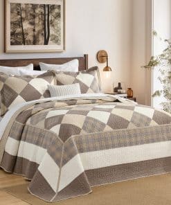 Colcha de cama extragrande FineStichery Queen 120" x 102",
