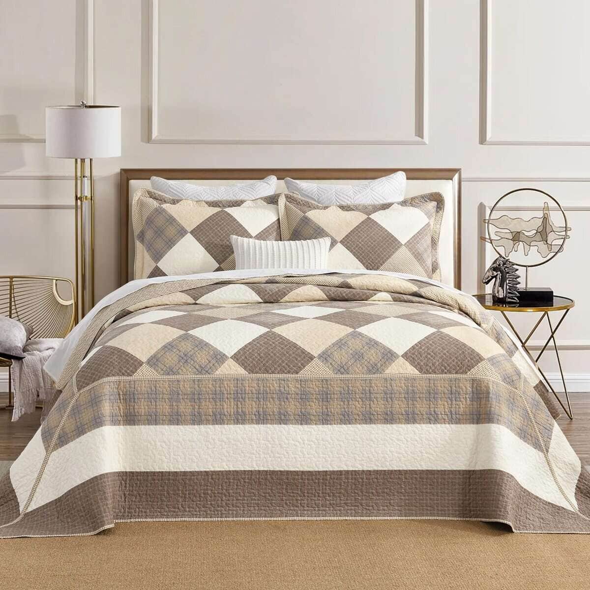 Colcha de cama extragrande FineStichery Queen 120" x 102", - Imagen 3