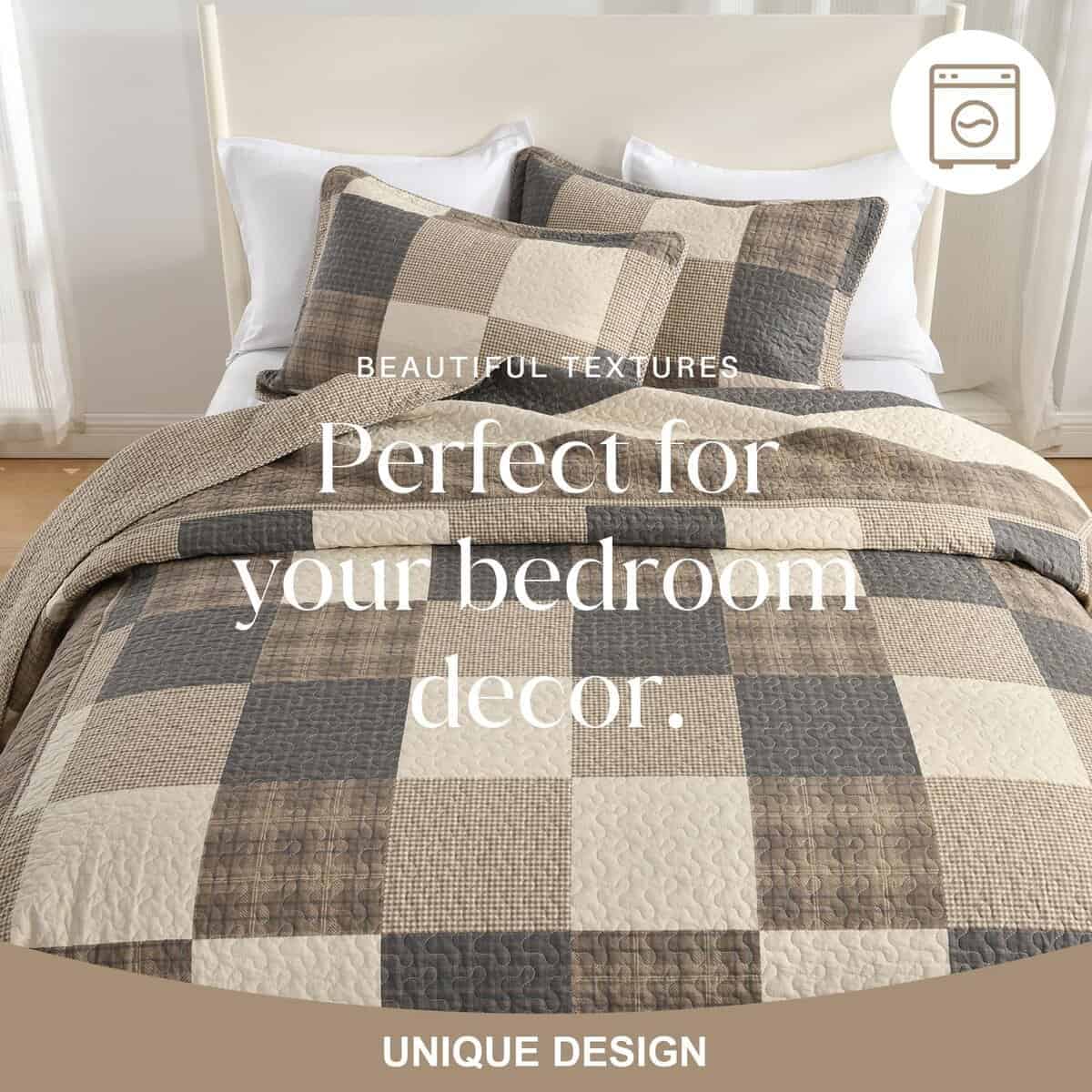 Colcha de cama extragrande FineStichery 120" x 120", 100% - Imagen 8