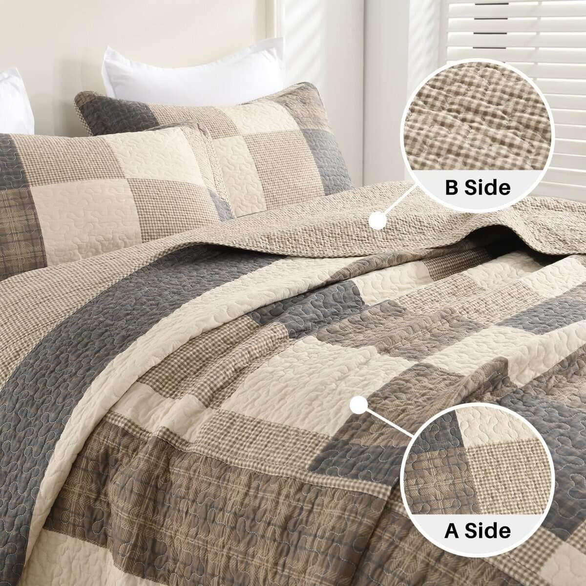 Colcha de cama extragrande FineStichery 120" x 120", 100% - Imagen 7