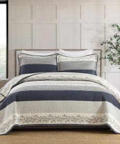 Colcha de Rayas QuiltMuse Tamaño King - Colcha King Ligera