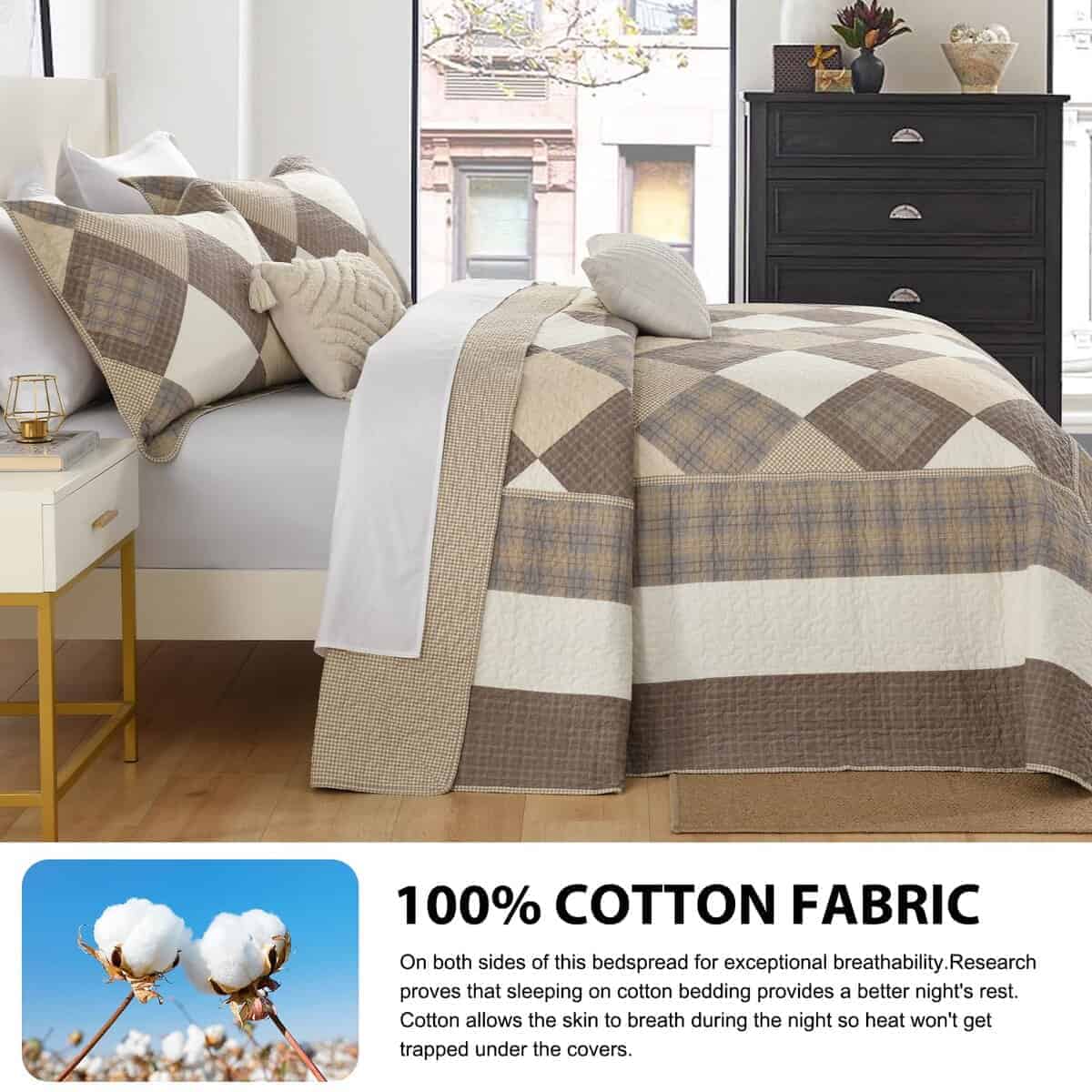 Colcha King DDUOXIN de 3 Piezas 120"x120" - 100% Algodón - Imagen 4