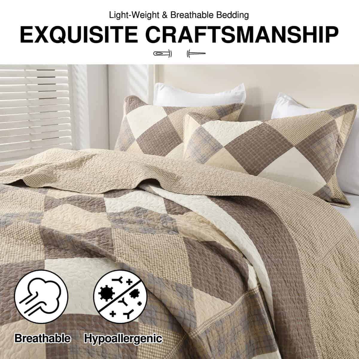 Colcha King DDUOXIN de 3 Piezas 120"x120" - 100% Algodón - Imagen 6