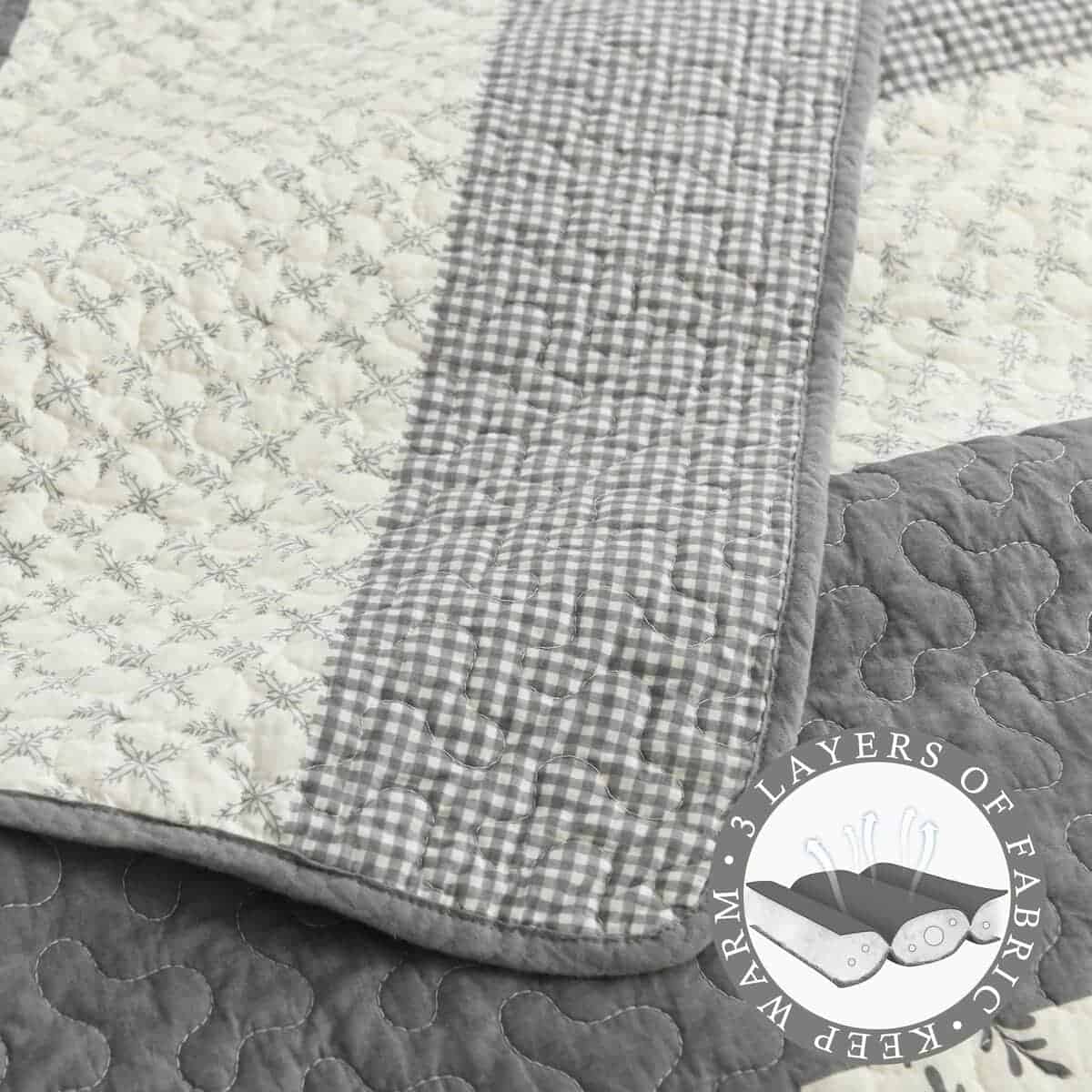 Colcha Queen Size a Rayas QuiltMuse - 100% Algodón Colcha - Imagen 6