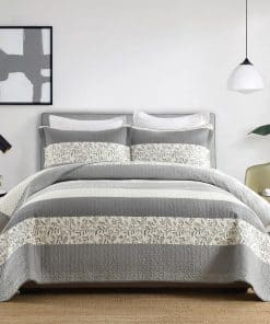 Colcha Queen Size a Rayas QuiltMuse - 100% Algodón Colcha