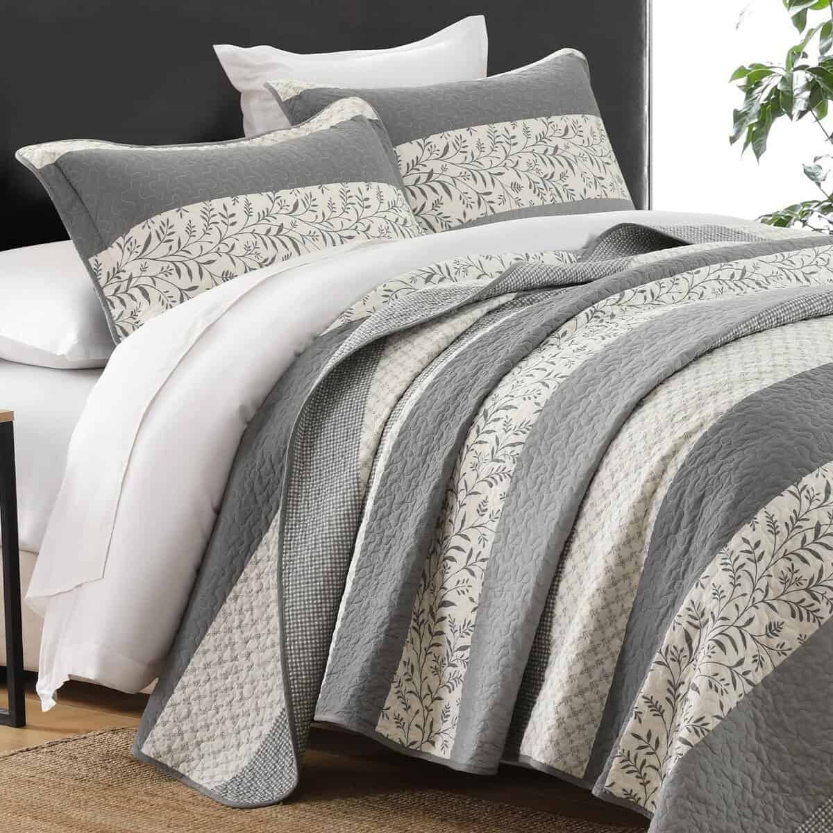 Colcha Queen Size a Rayas QuiltMuse - 100% Algodón Colcha - Imagen 3