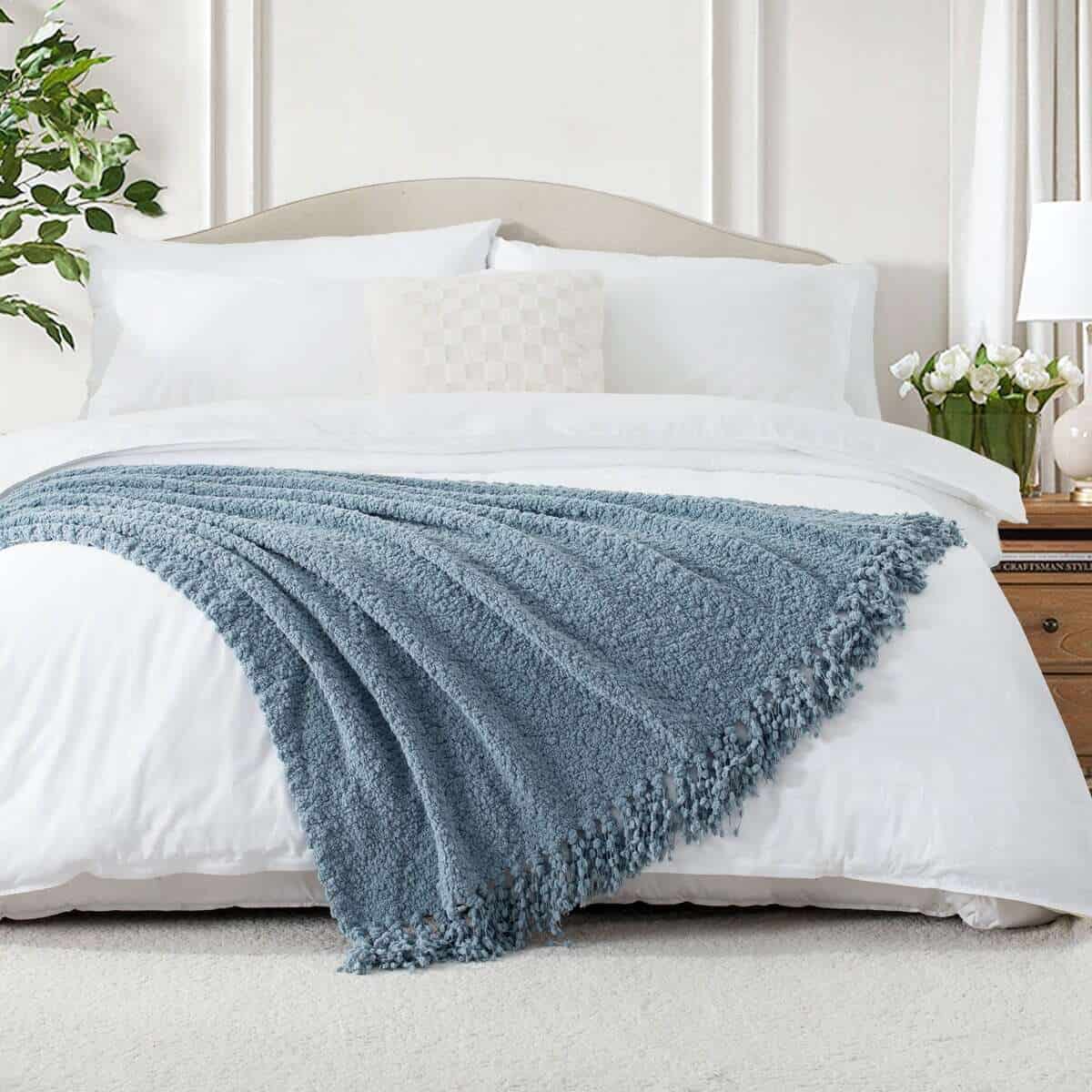 Manta de Tiro para Sofá LONG CREATE, Azul Polvoriento, - Imagen 3