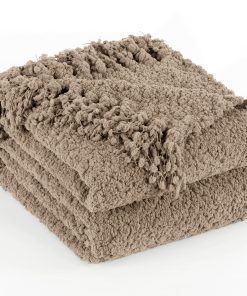 Manta de Lanzamiento para Sofá, Color Taupe, Tejida de Lujo