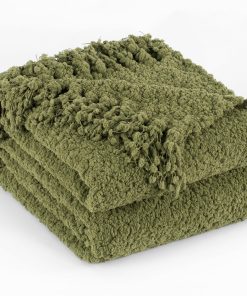 Manta de Tejido Largo para Sofá, Verde Oliva, 50"x60",