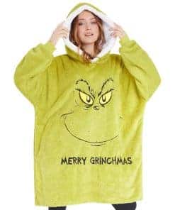 Manta con capucha de gran tamaño Grinch, acogedora manta de