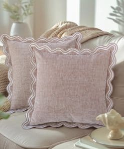 Fundas de Cojín Decorativas con Diseño de Ondas Bordadas -