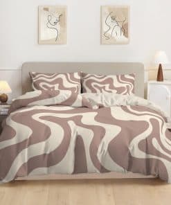 Rvciby Juego de Funda Nórdica Rayas Marrón Tamaño Queen,