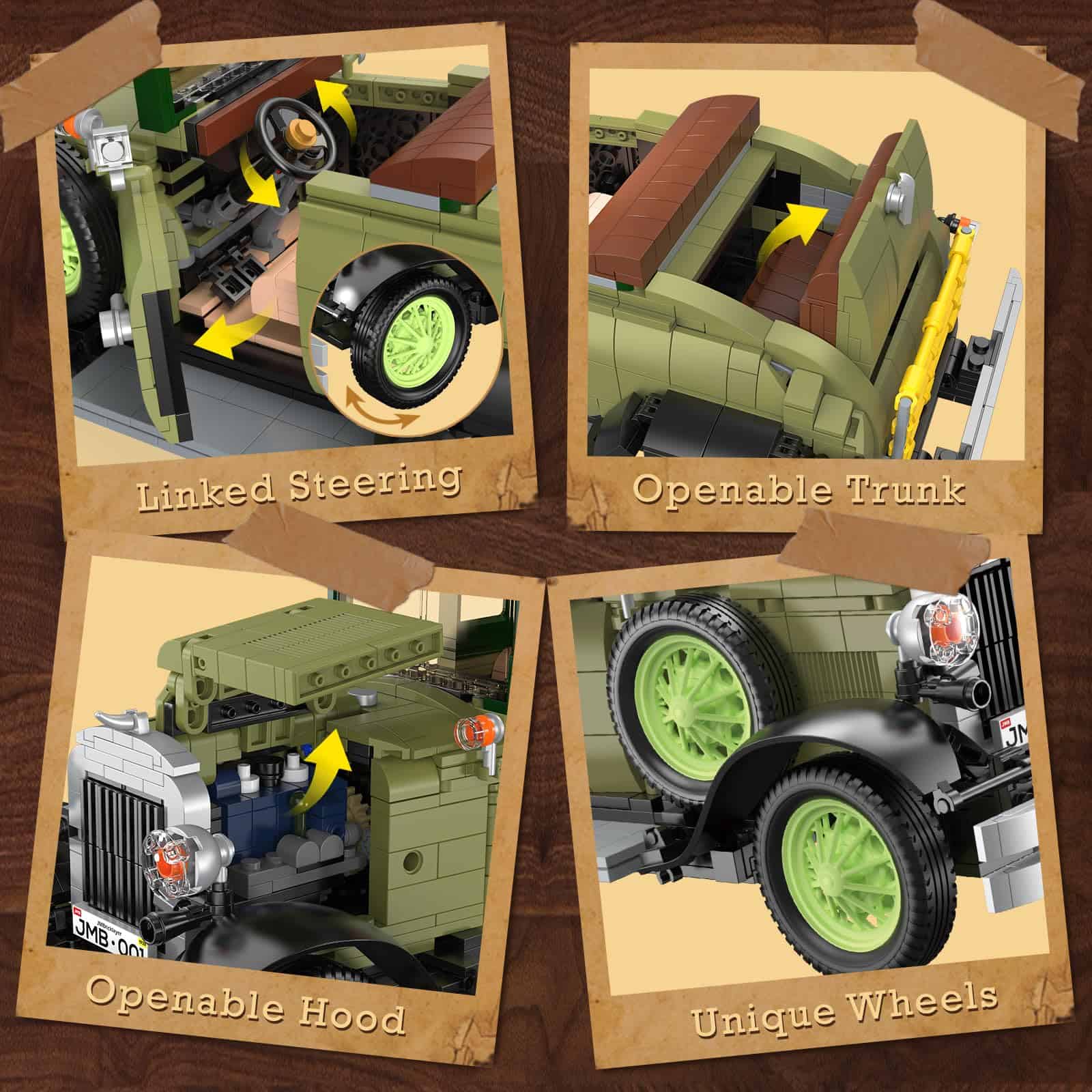 JMBricklayer Set de Construcción de Coches Vintage con - Imagen 6