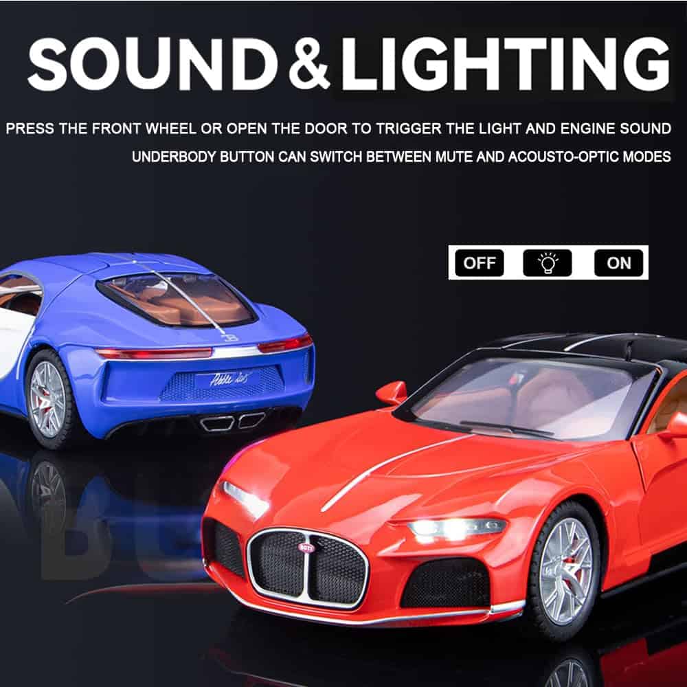 Auto Modelo Addcean 1/24 Bugatti, Coche de Juguete de - Imagen 4