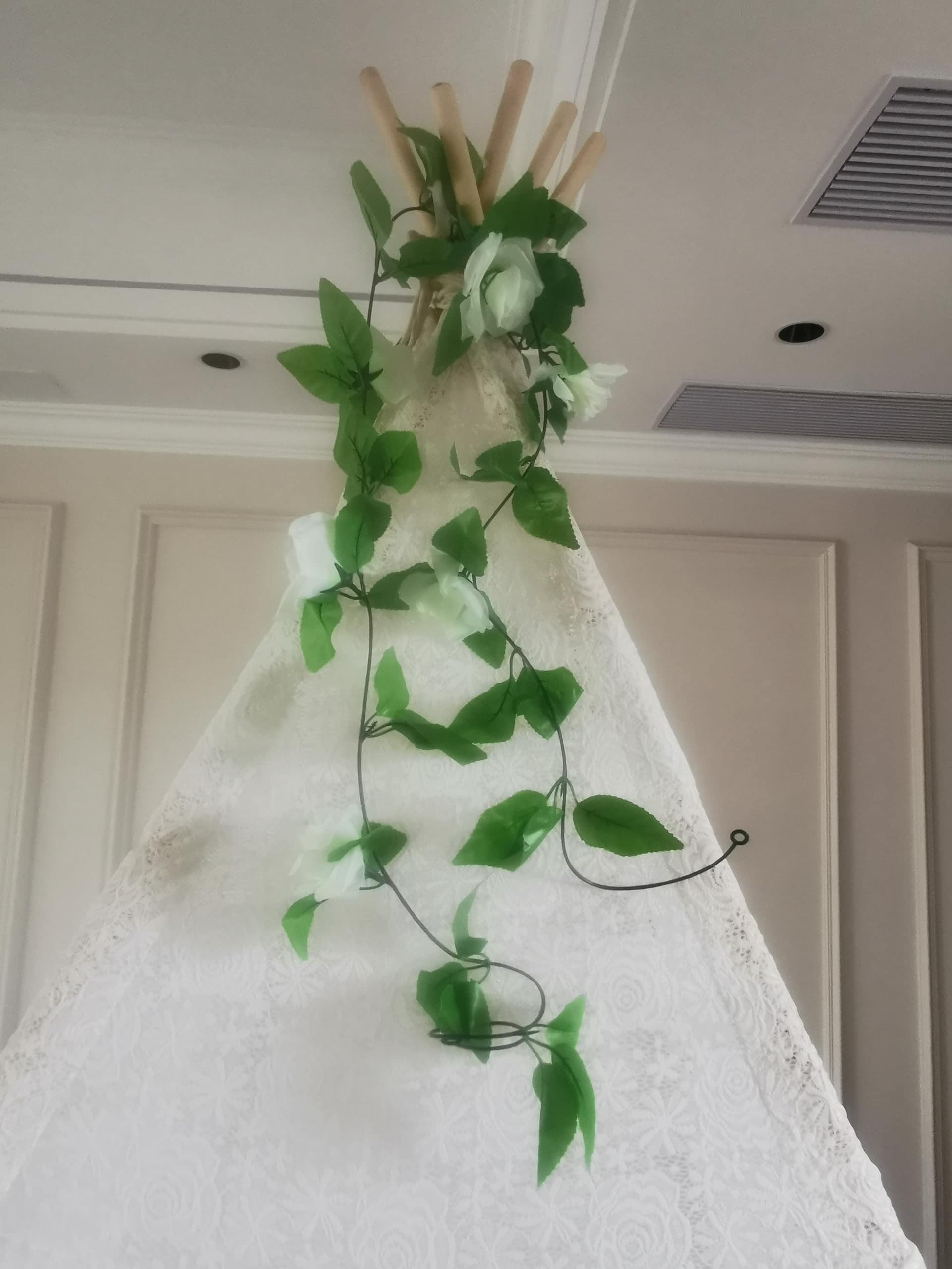 Carpa India de Encaje Blanco de 5 Postes para Adultos, - Imagen 7