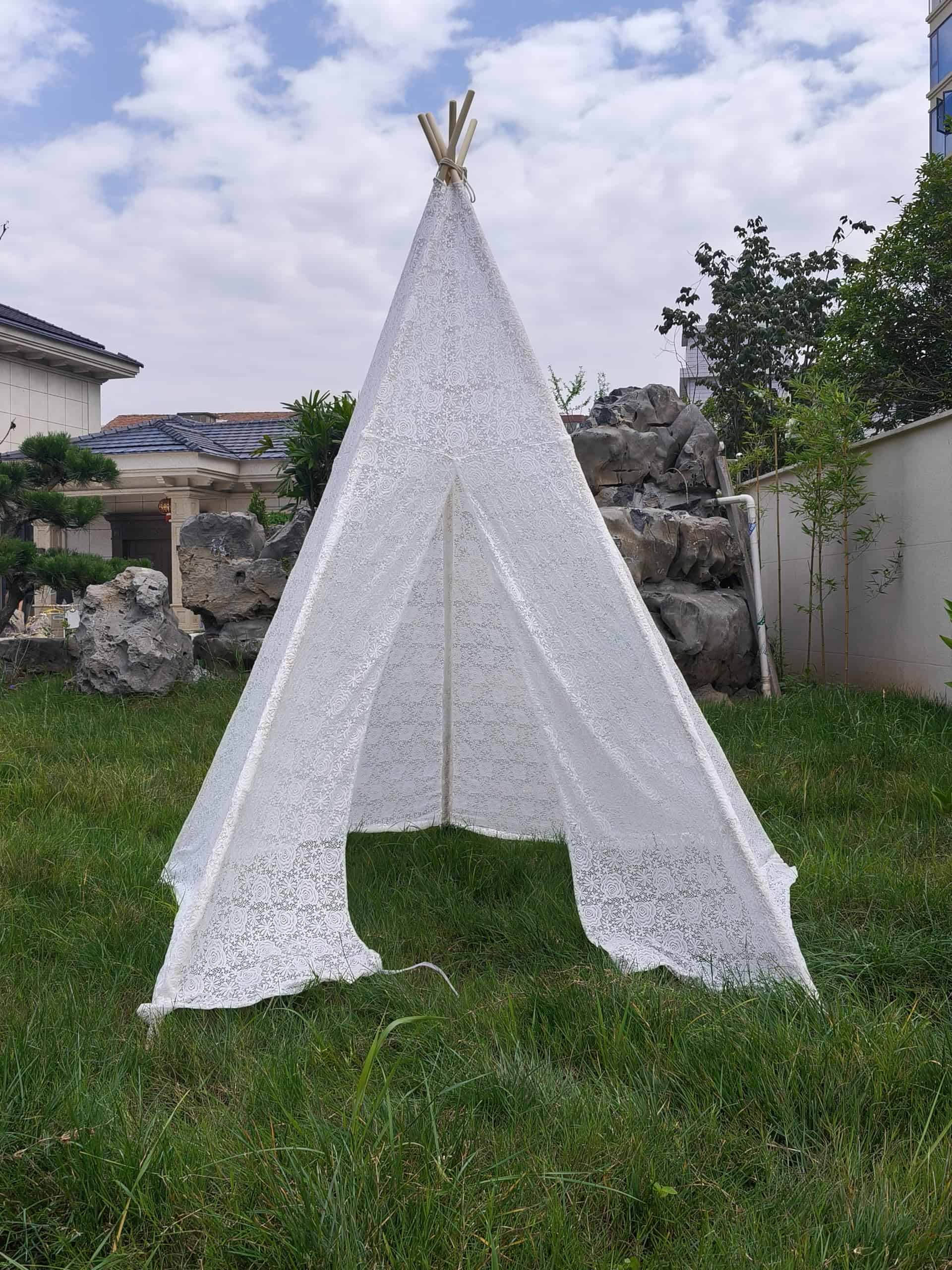 Carpa India de Encaje Blanco de 5 Postes para Adultos, - Imagen 4
