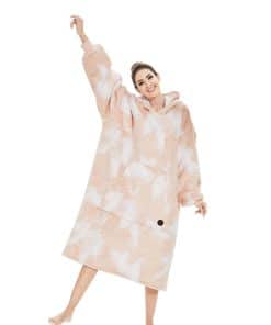 THREE POODLE Manta con Capucha, Sudadera de -Rosa Tie-dye