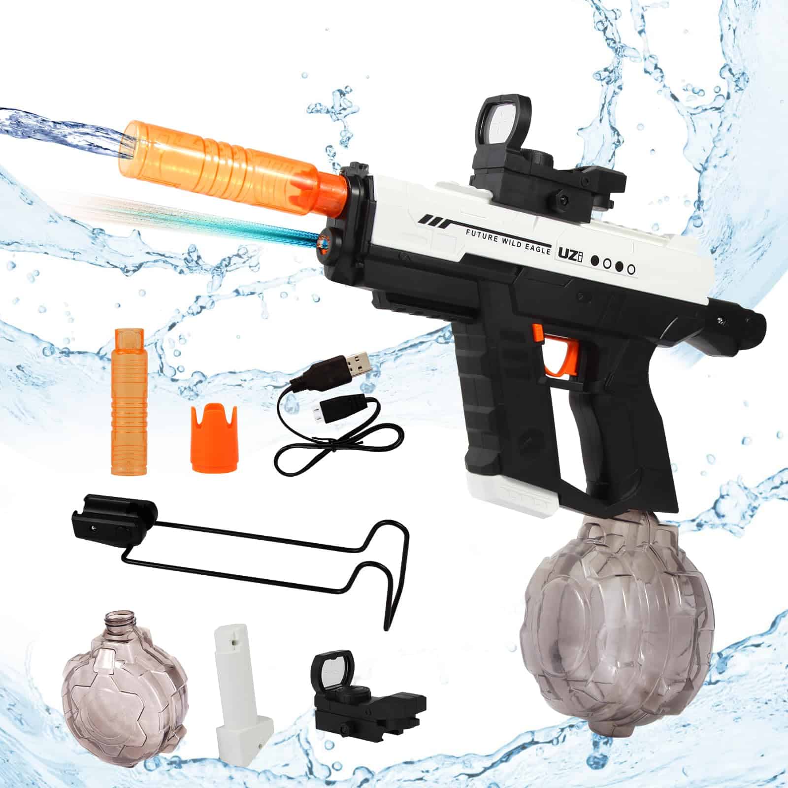 Pistola de Agua Eléctrica SYAMZZMS, Tanque -Blanco