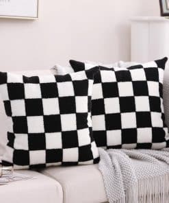 Fundas de Almohada Decorativas Bordadas a -Negro Blanco