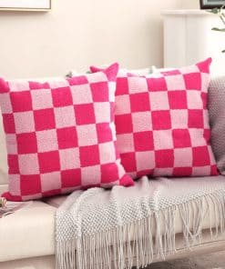Fundas de Almohada Decorativas Bordadas a -Rosa Fuerte