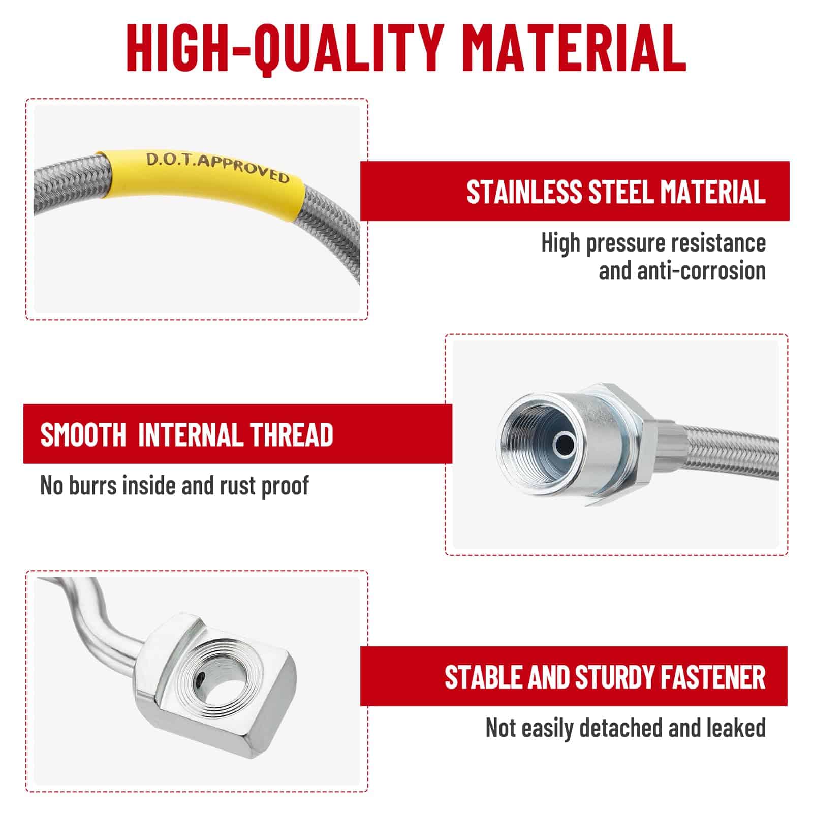 Racewill 2 PCS Front Brake Lines 89370 Compatible with - Imagen 3