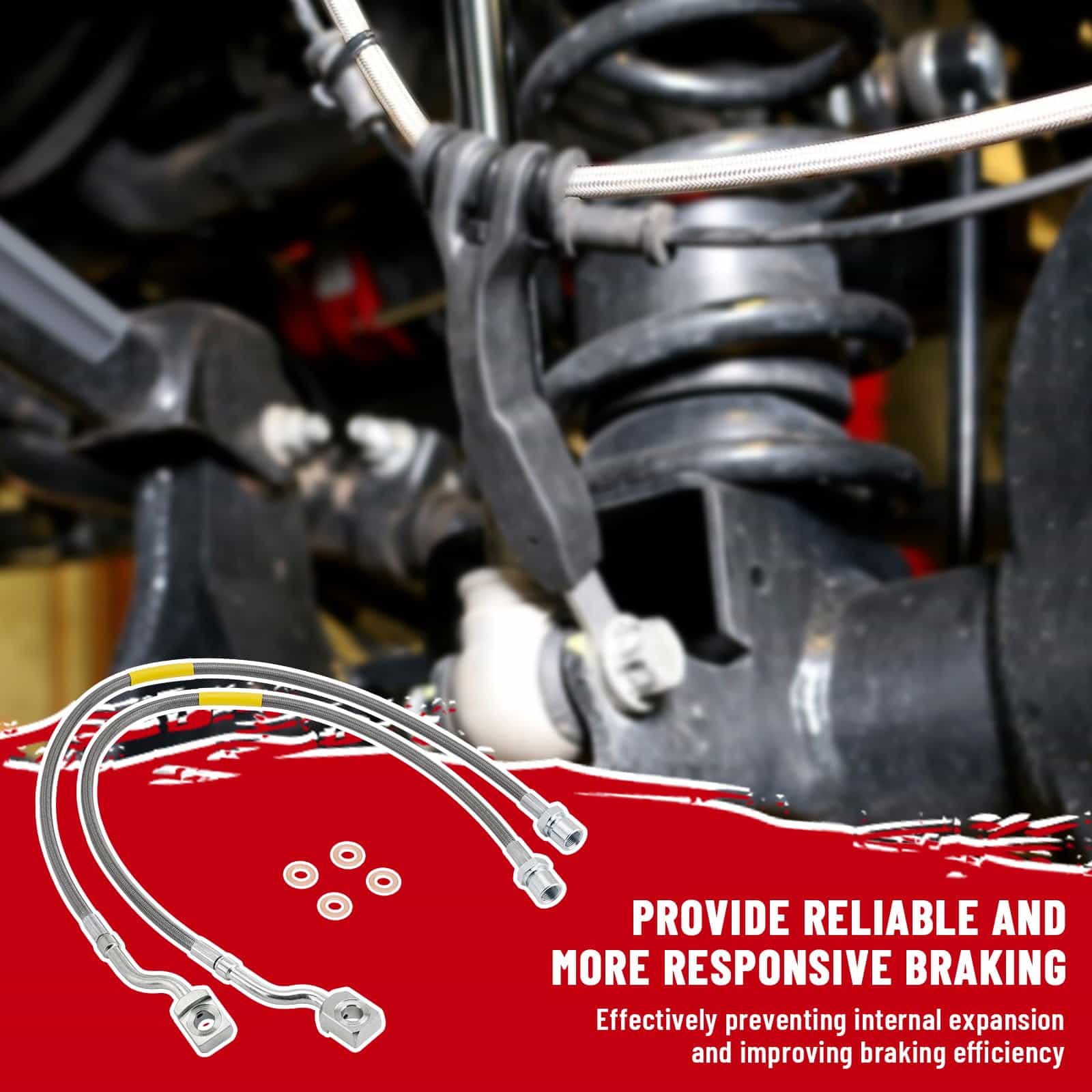 Racewill 2 PCS Front Brake Lines 89370 Compatible with - Imagen 4