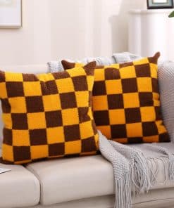 Fundas de almohada decorativas bordadas a -Marrón Caramelo