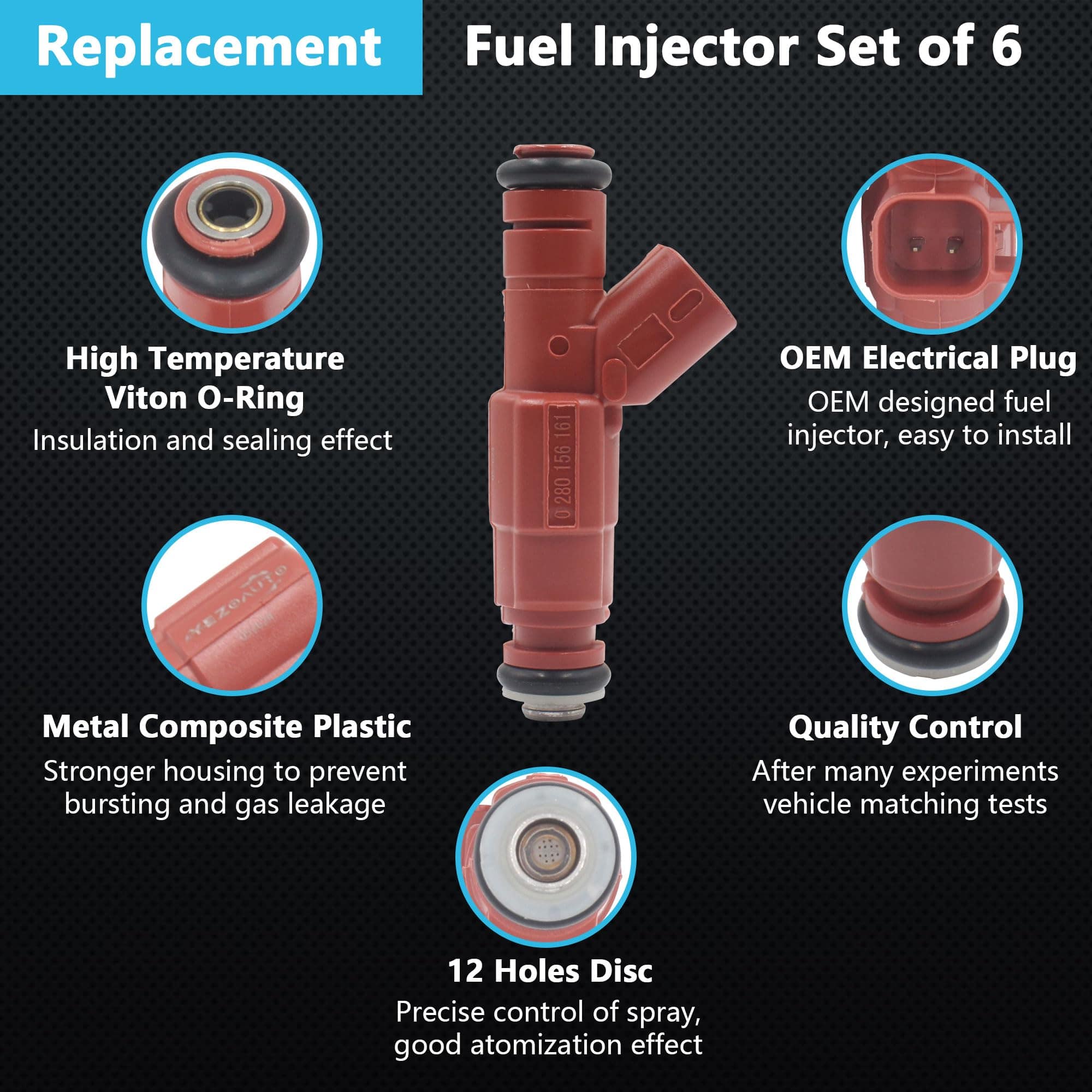 Inyector de Combustible Yezoauto 0280156161 Compatible con - Imagen 5