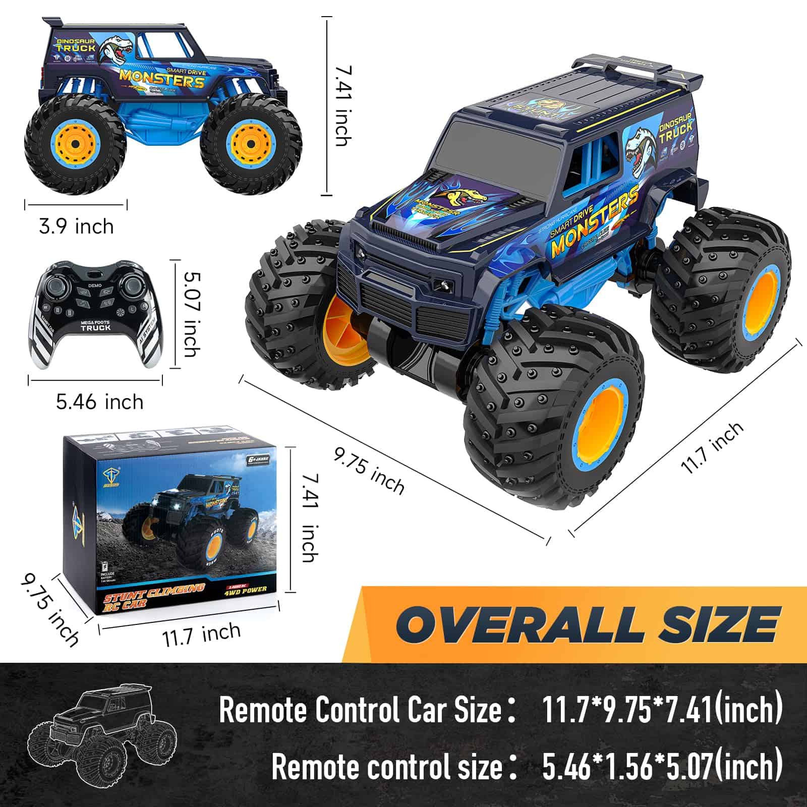 Camión de Control Remoto 4WD, Coche RC Escala 1:10 Monster - Imagen 7