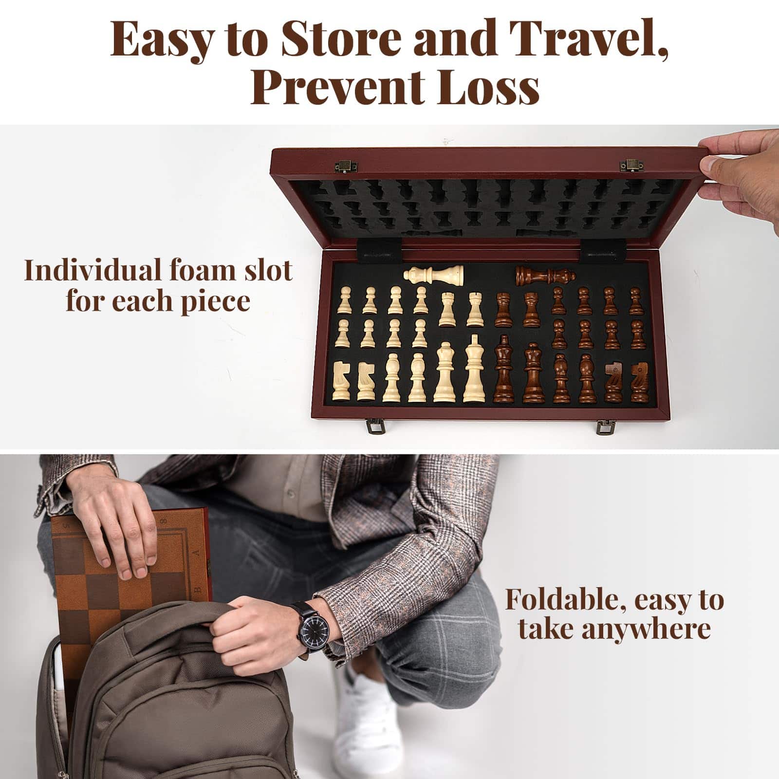 Juego de ajedrez magnético para adultos y niños, tablero de - Imagen 6