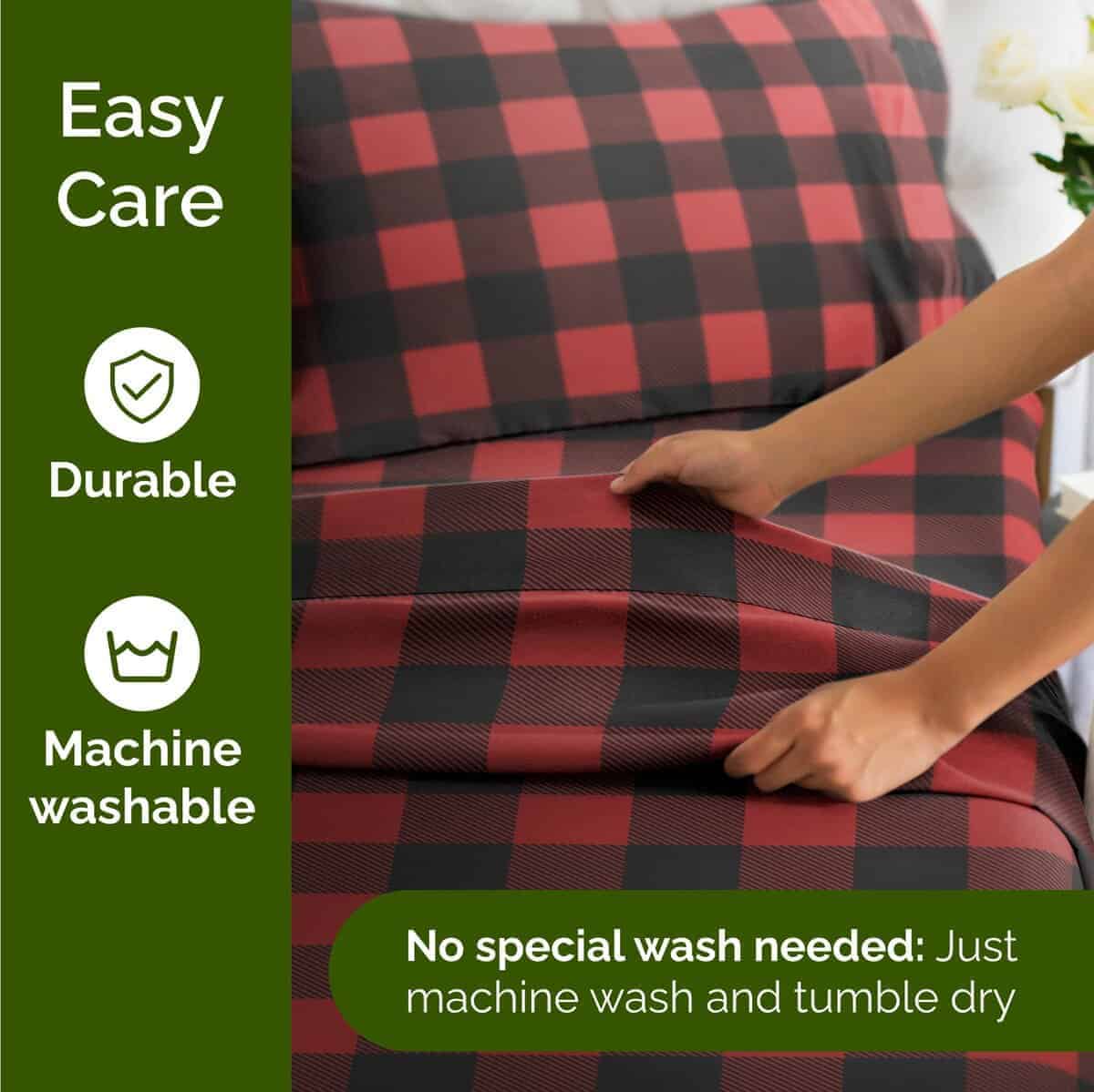 Juego de sábanas a cuadros de búfalo gemelo para Navidad - - Imagen 7