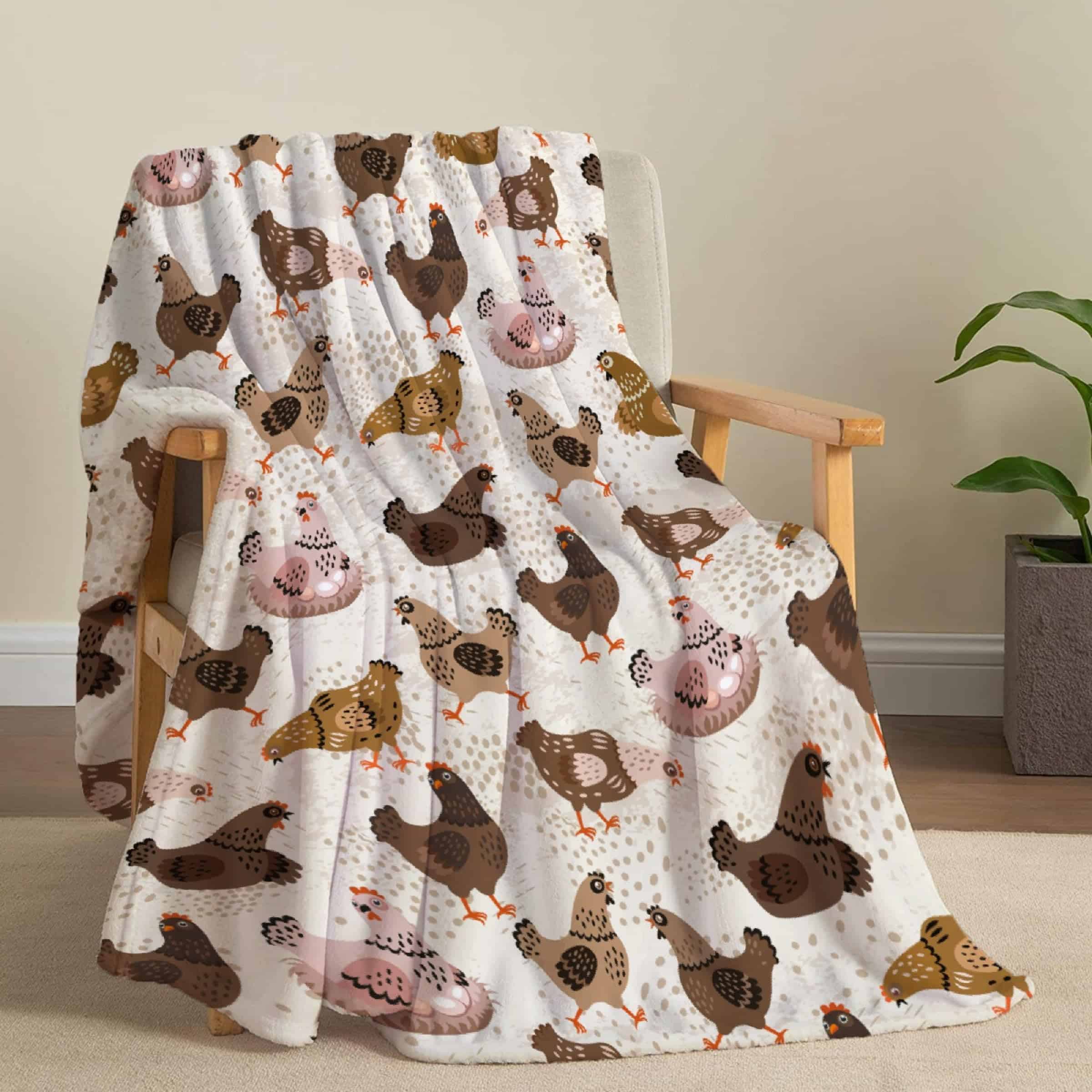 JOCASA Manta con Estampado de Gallinas Retro y Acogedora de - Imagen 5