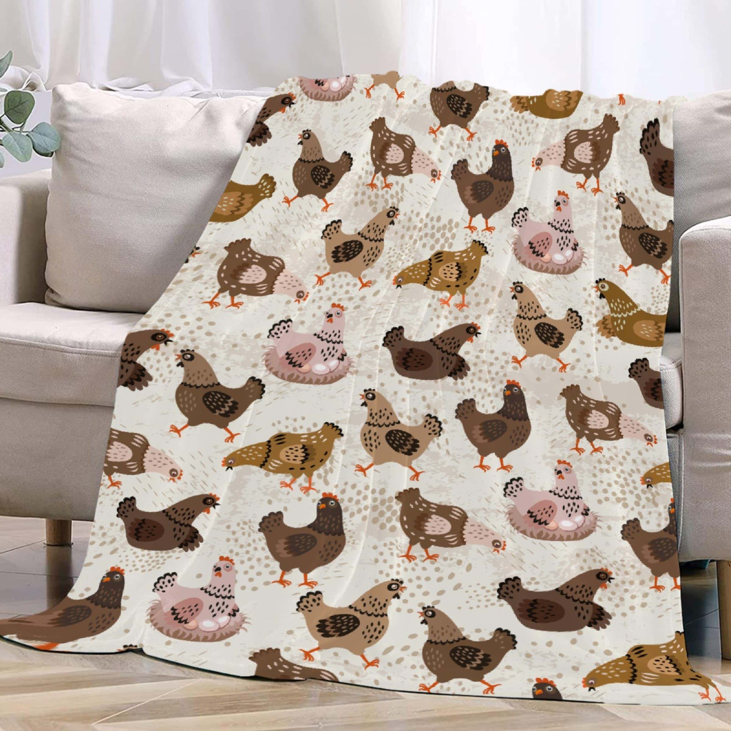 JOCASA Manta con Estampado de Gallinas Retro y Acogedora de - Imagen 4