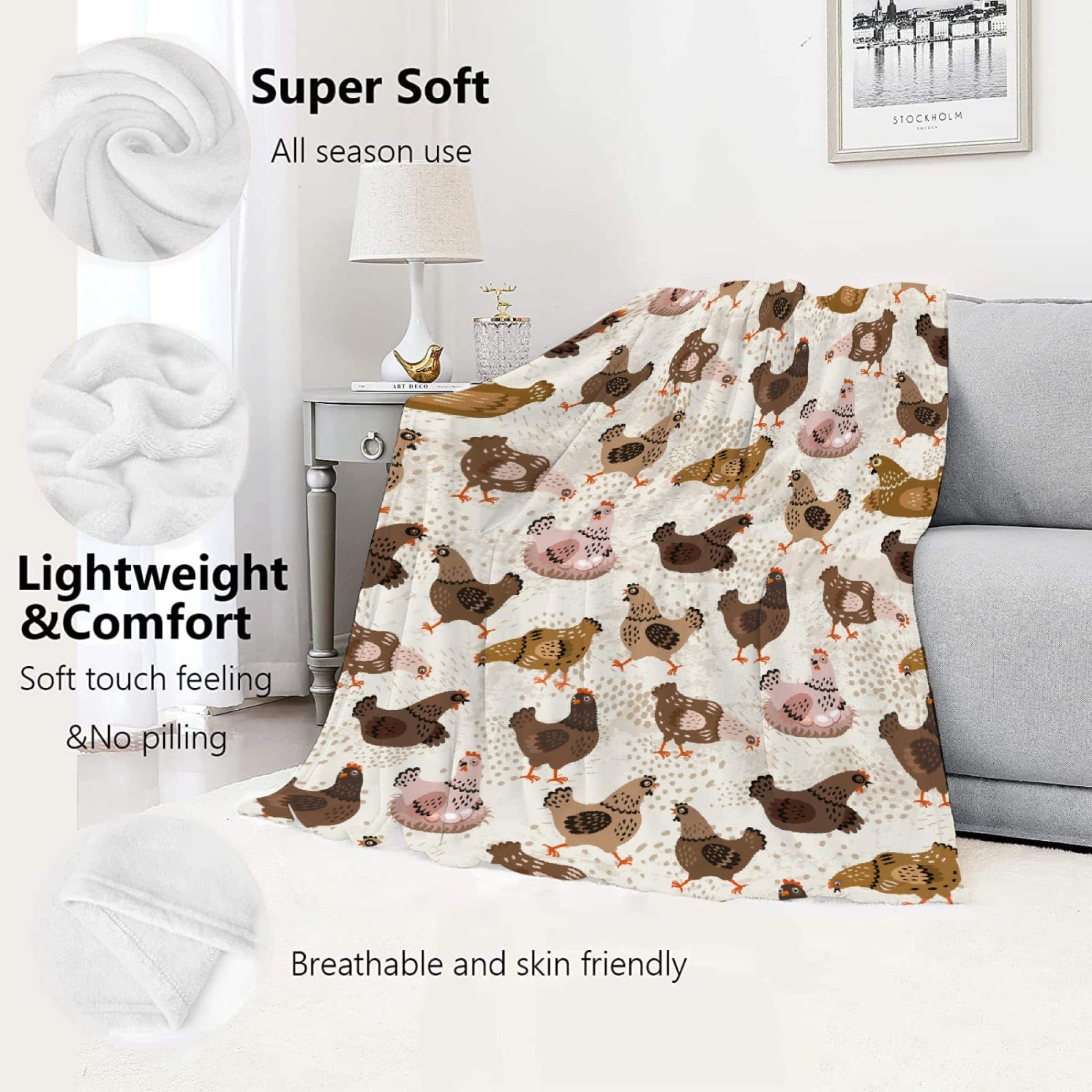 JOCASA Manta con Estampado de Gallinas Retro y Acogedora de - Imagen 6