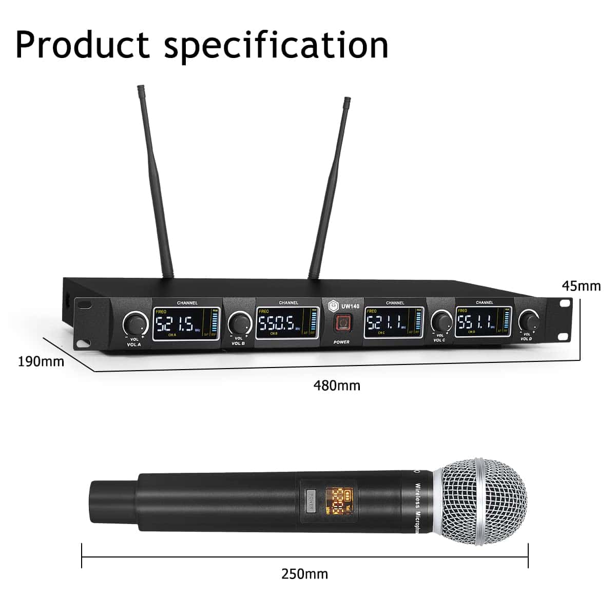 Sistema de micrófono inalámbrico W IN-MIX UW140, 4 canales - Imagen 7