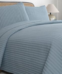 Colcha de Cama Tamaño King en Azul Petrichor - Pre-Lavada,