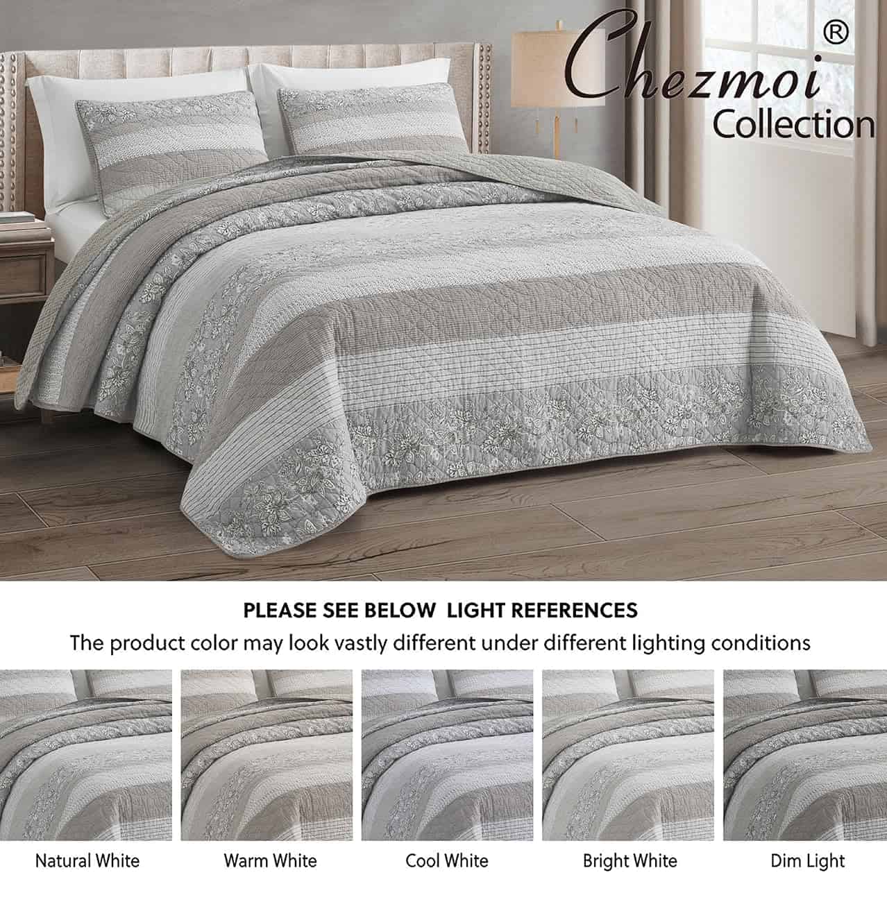 Juego de Edredón Chezmoi Collection Robyn 3 Piezas Neutro - Imagen 6