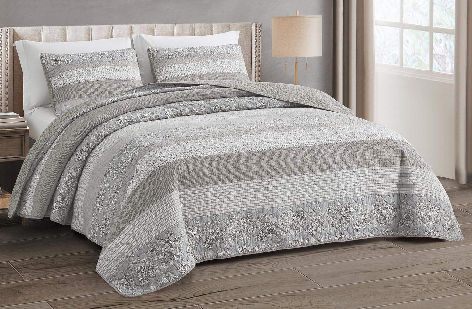 Juego de Edredón Chezmoi Collection Robyn 3 Piezas Neutro - Imagen 3