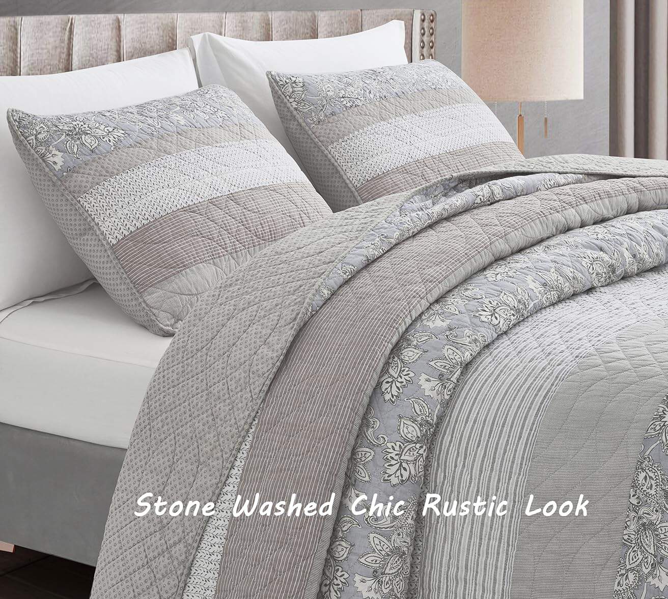 Juego de Edredón Chezmoi Collection Robyn 3 Piezas Neutro - Imagen 5