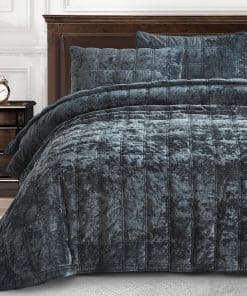 Chezmoi Collection Piers Juego de Colcha de Terciopelo Azul