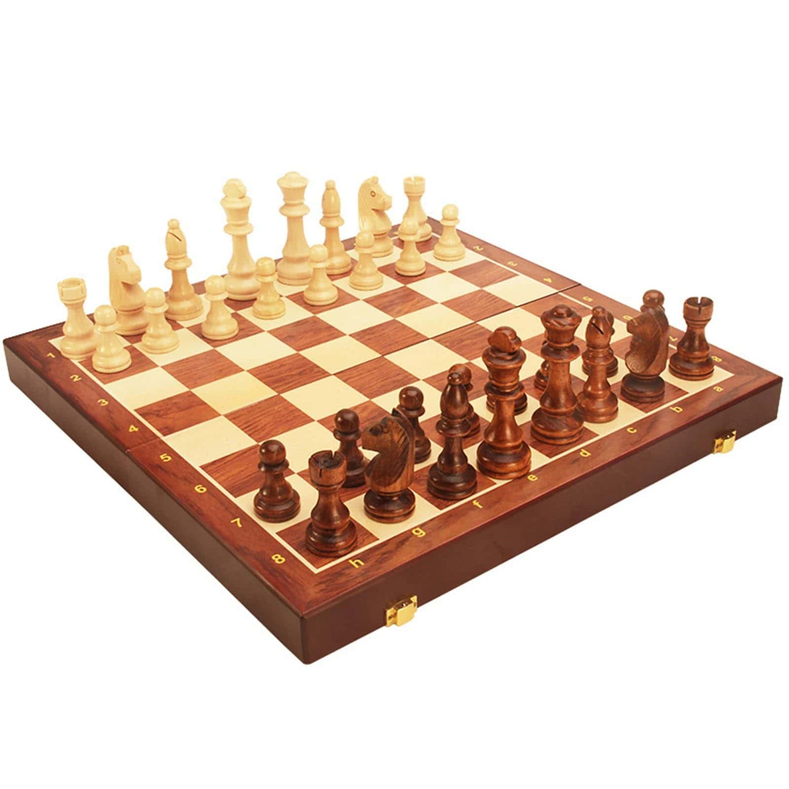 Juego de Ajedrez Portátil de Nogal de 15" con Tablero de