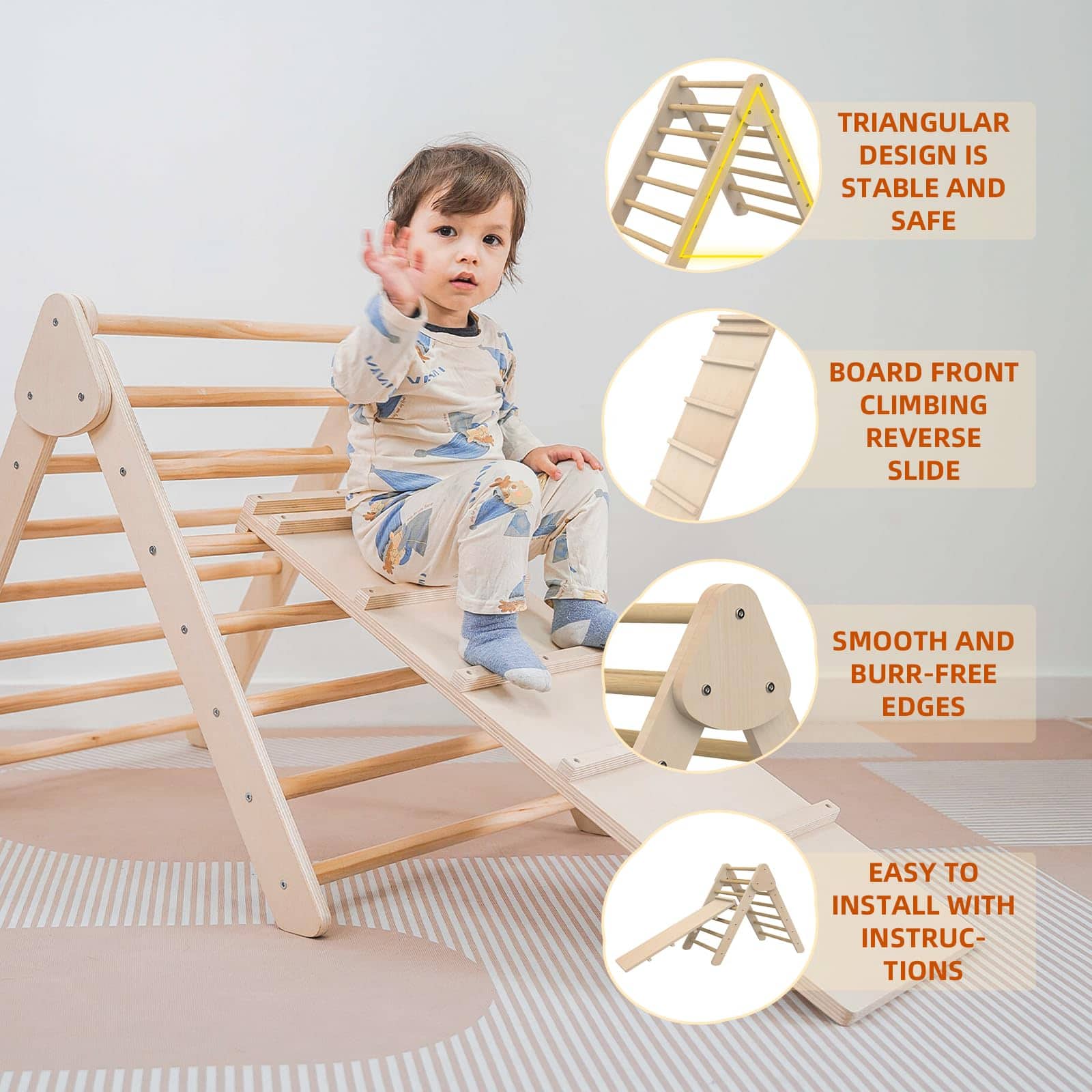 XIHAToy Triángulo de Escalada Plegable con - Pequeños - Imagen 4