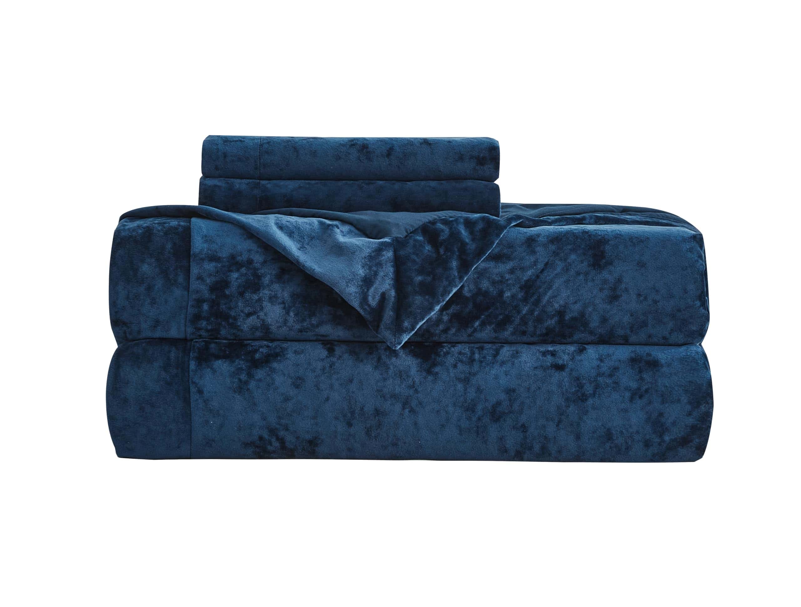 Juego de Funda de Edredón de Terciopelo -Azul Marino - Imagen 10