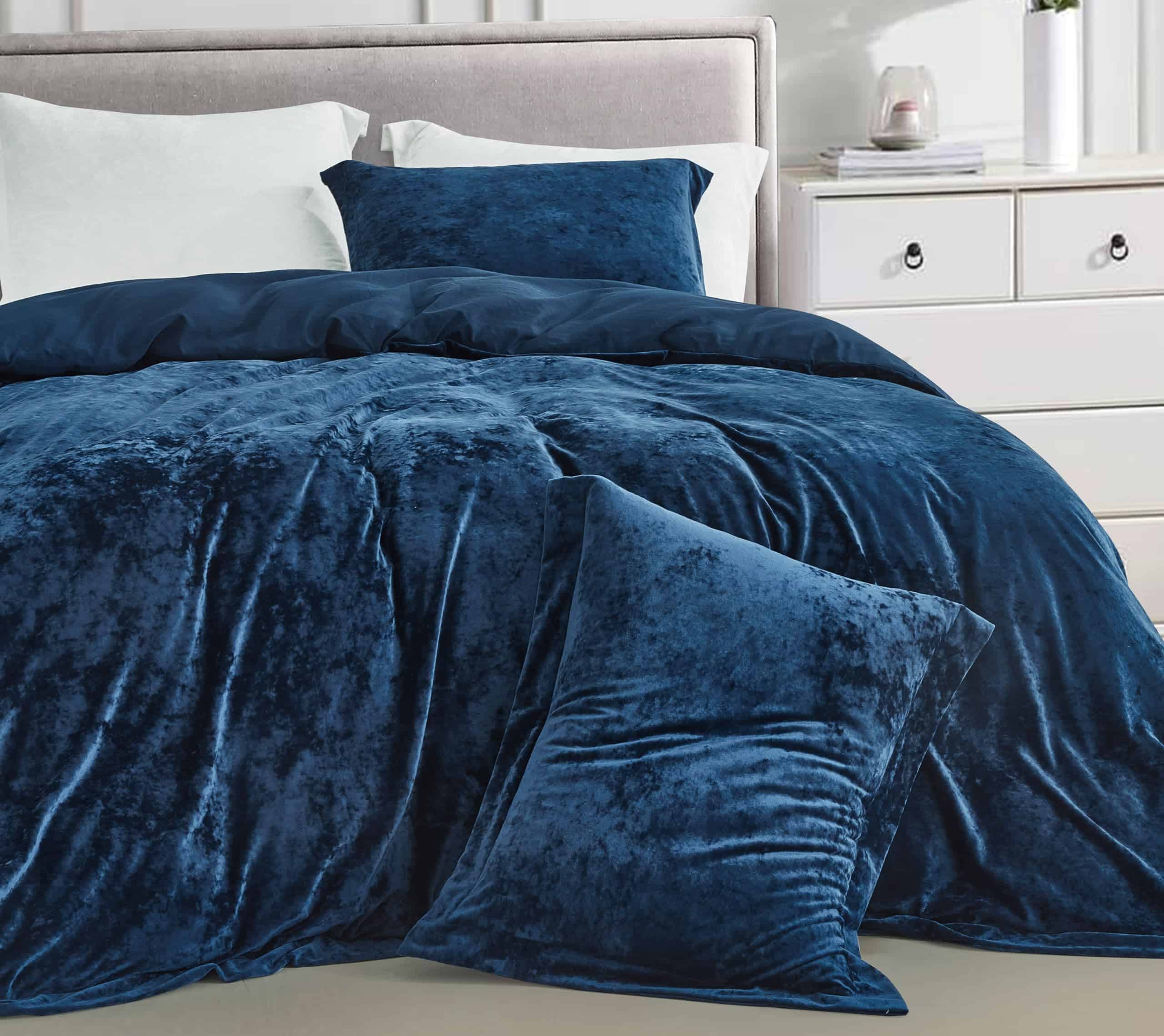 Juego de Funda de Edredón de Terciopelo -Azul Marino - Imagen 4