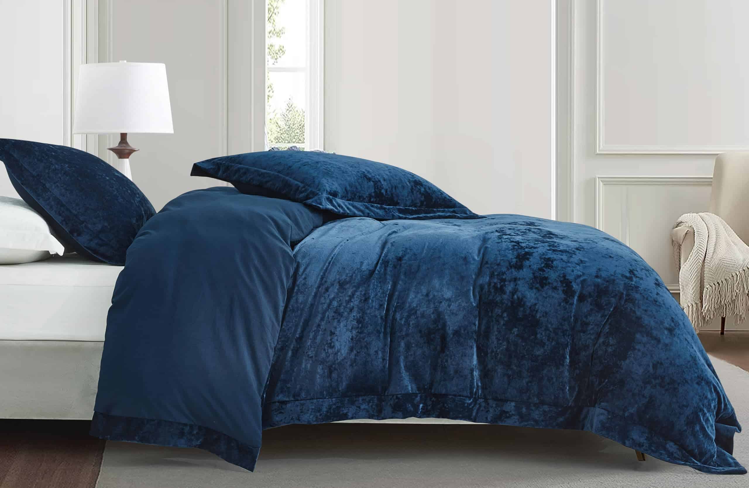 Juego de Funda de Edredón de Terciopelo -Azul Marino - Imagen 3