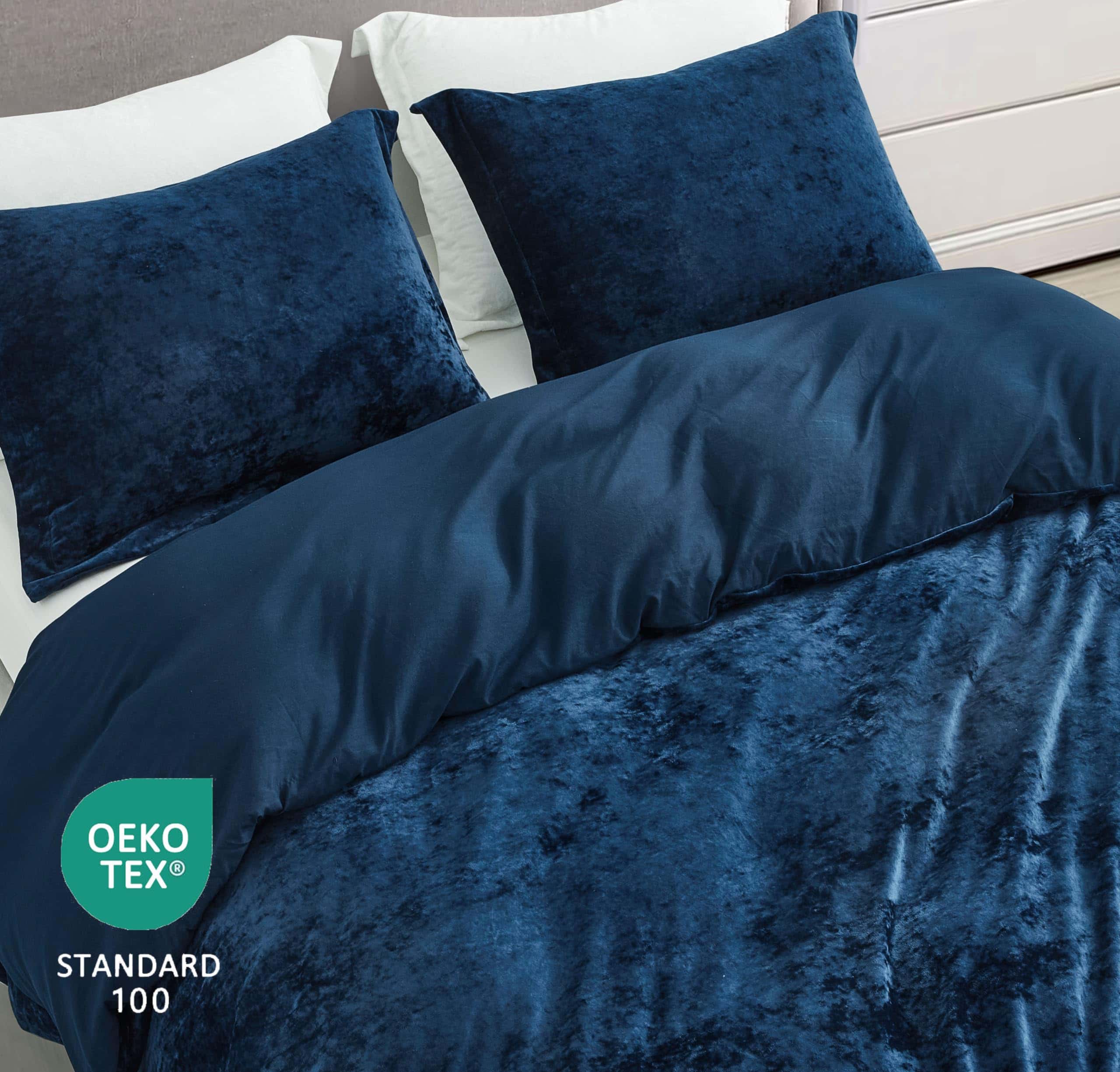 Juego de Funda de Edredón de Terciopelo -Azul Marino - Imagen 5