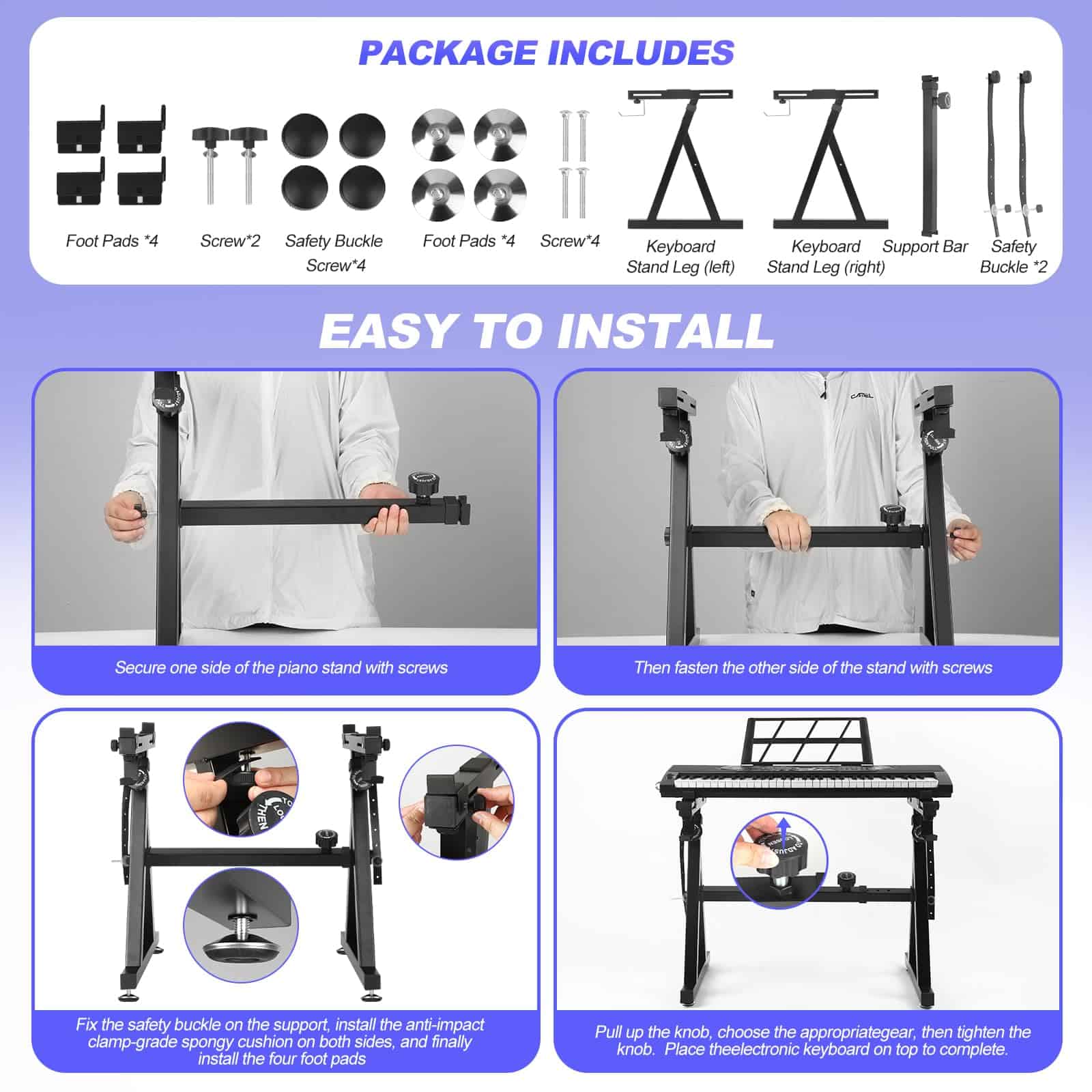 Soporte de Teclado para Piano GrowDaily Stand Piano Duty Z - Imagen 7